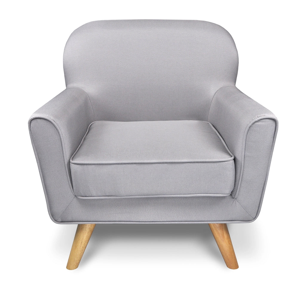 Poltrona in tessuto grigio e piedi in legno - Orchidea - PL-OR01JC