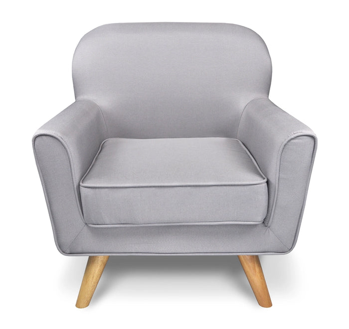 Poltrona in tessuto grigio e piedi in legno - Orchidea - PL-OR01JC