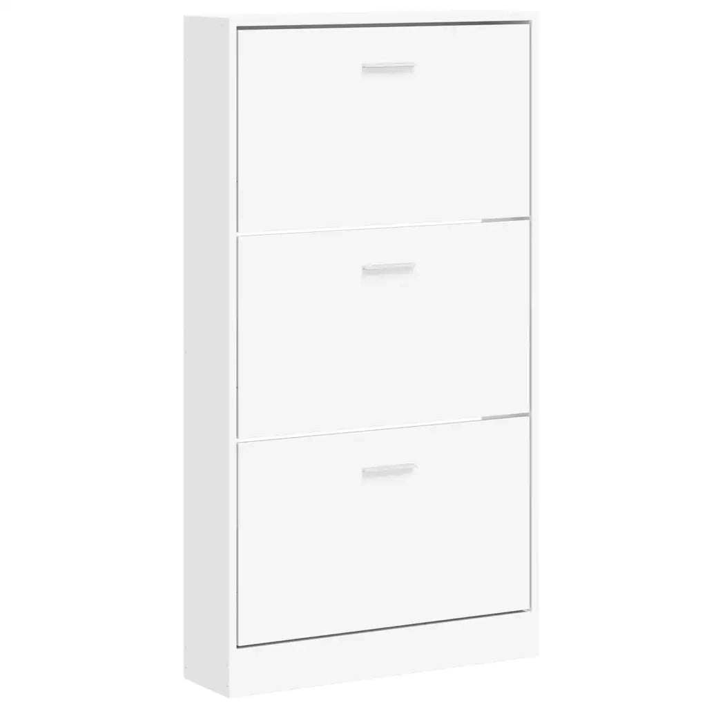 Scarpiera Bianca 59x17x108 cm in Legno Massello di Argilla 342526