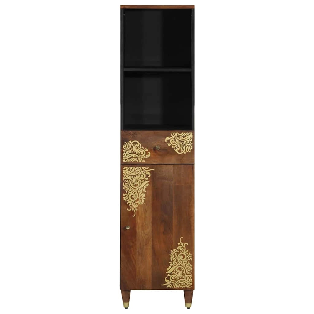 Credenza moderna rettangolare con contenitore e anta a filo 38 x 33 x 160 cm in legno di mango color miele 02_0057879