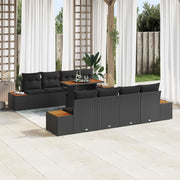 Set Divano da Giardino con archiviazione 9 pcs Nero Poly Rattan 3358787