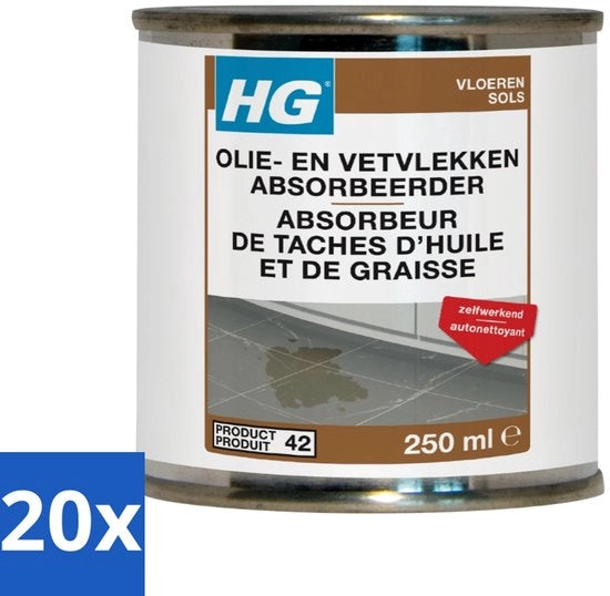 20 x Assorbente per Macchie di Olio e Grasso 250 ml - Eliminazione delle Macchie - Pulizia del Marmo - Eliminazione delle Macchie di Olio - Eliminazione delle Macchie di Grasso - Pulizia del Pavimento