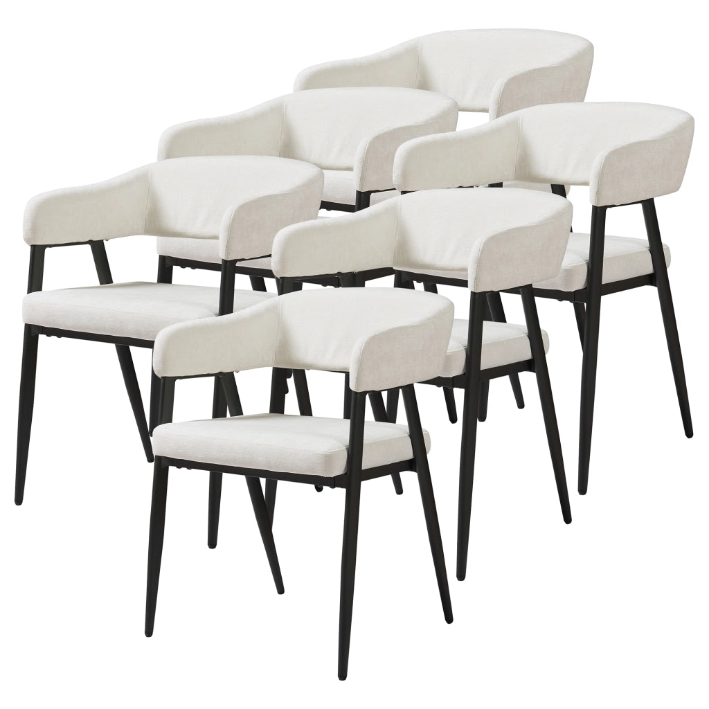 Set Kohlmand di 6 Sedie Imbottite da Sala Pranzo con Rivestimento in Tessuto - Beige [en.casa]