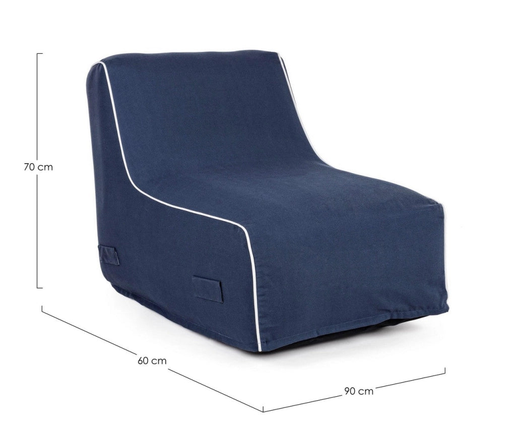 Poltrona Pouf Chaise Lounge Gonfiabile 90x60x70 cm in Poliestere Rihanna Blu
