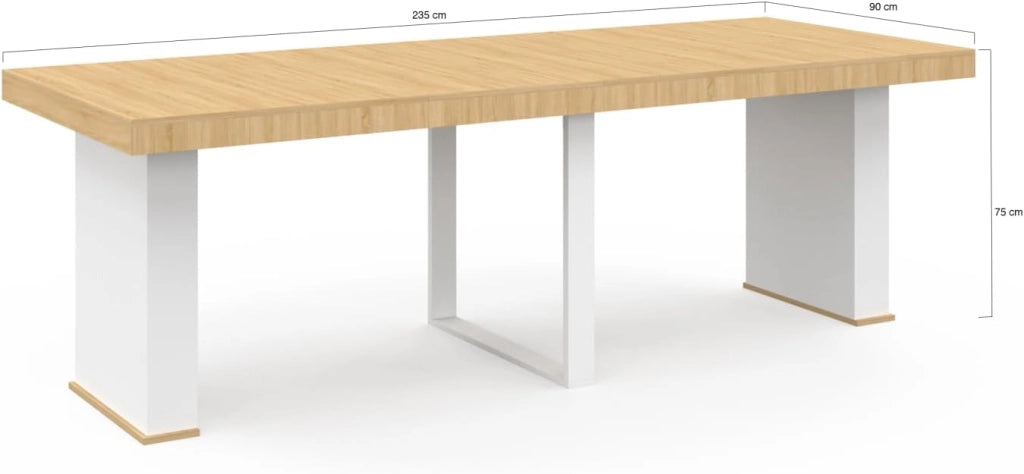 Consola extensible EDEN 10 personas 235cm madera y blanco