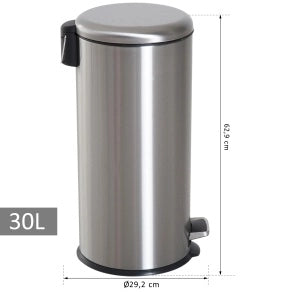 Cestino a pedale da 30 l in acciaio inox con secchio interno