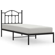 Letto singolo | Letto per adulti | Giroletto con Testiera in Metallo Nero 80x200 cm