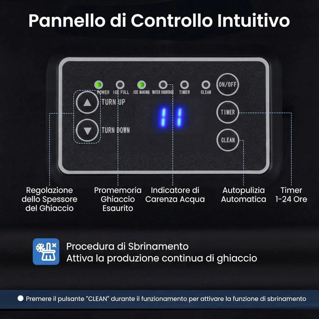 Macchina per Ghiaccio Commerciale, 25-30 kg/24H, Produttore di Ghiaccio in Acciaio Inox con Autopulizia, Filtro dell’Acqua, per Bar Ristorante e Caffetteria