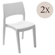 Set di 2 sedie da esterno Zircone, Seduta da giardino, Per indoor o outdoor, Impilabile, Made in Italy, 50x51 h82 cm, Bianco