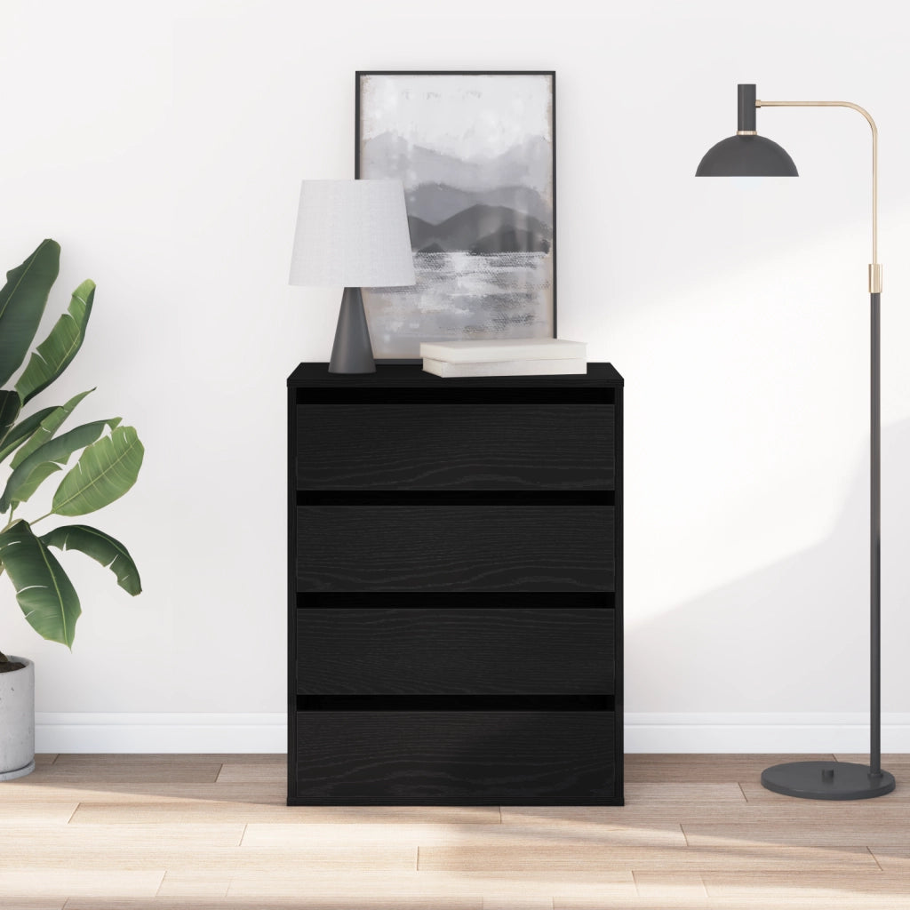 Cassettiera  Nero Rovere 60x41x76 cm Legno ingegnerizzato
