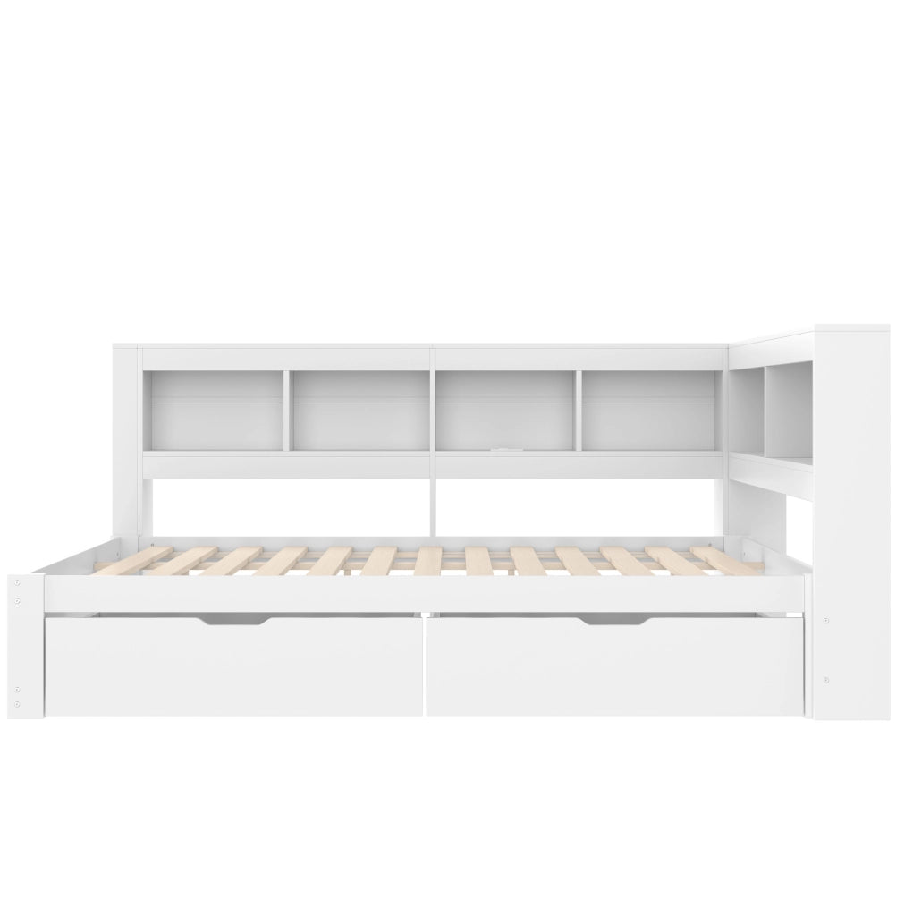 Divano letto 140x200 cm con prese e 2 porte USB in MDF e pino bianco