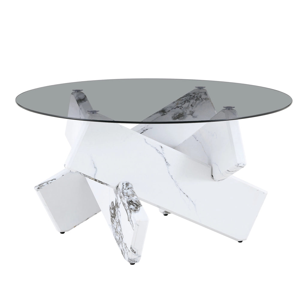 TAVOLINO BASSO Rotondo in Vetro Temperato Bianco