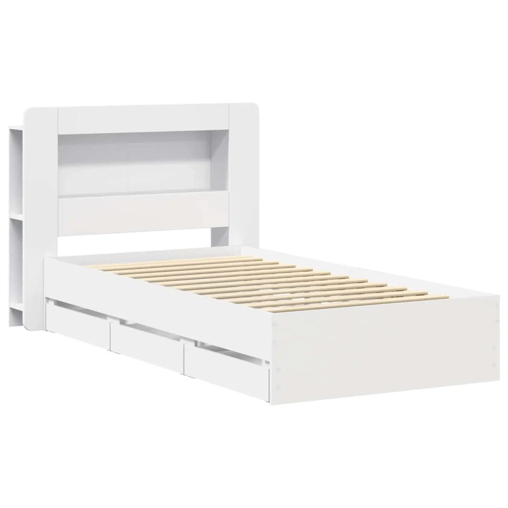 Struttura del letto con stoccaggio e testata Bianco 80 x 200 cm 3434003