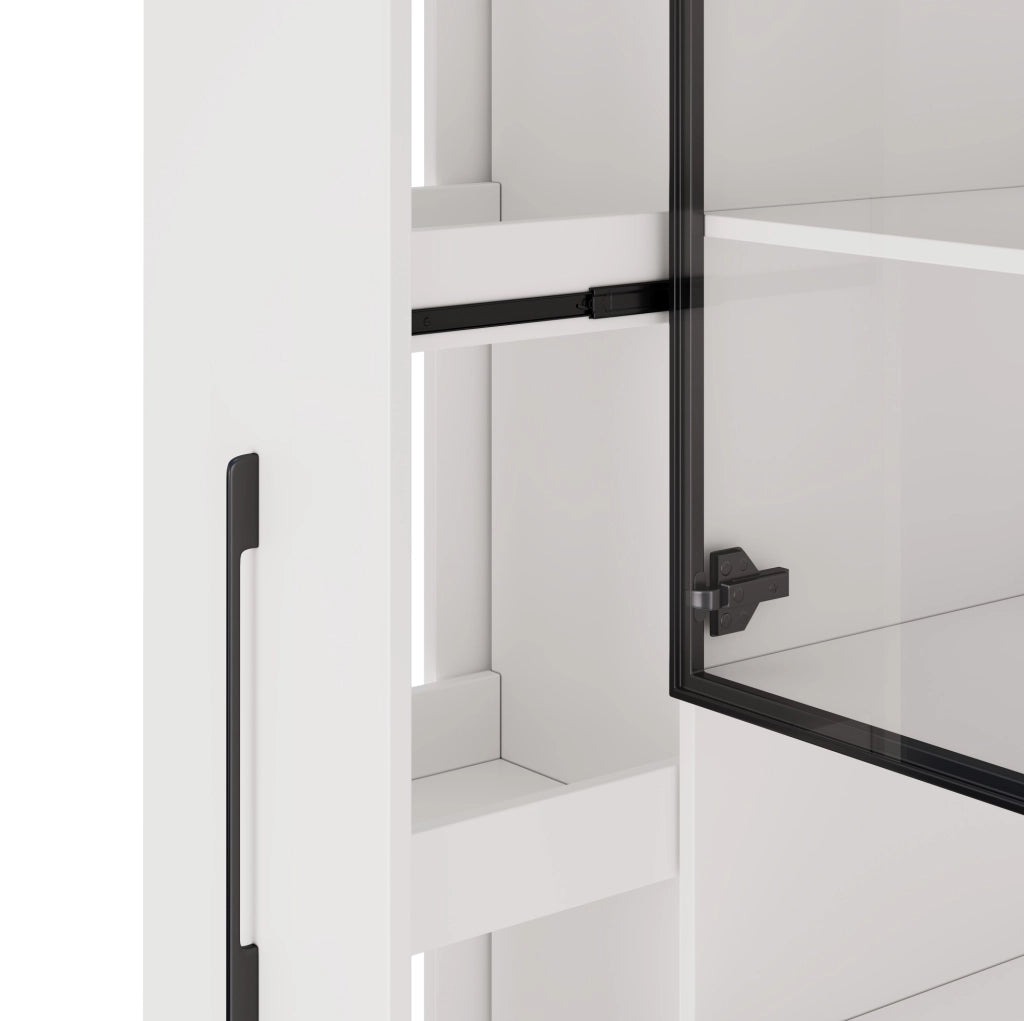 Vetrina bianca con LED e ripiani estraibili 110×35×160 cm
