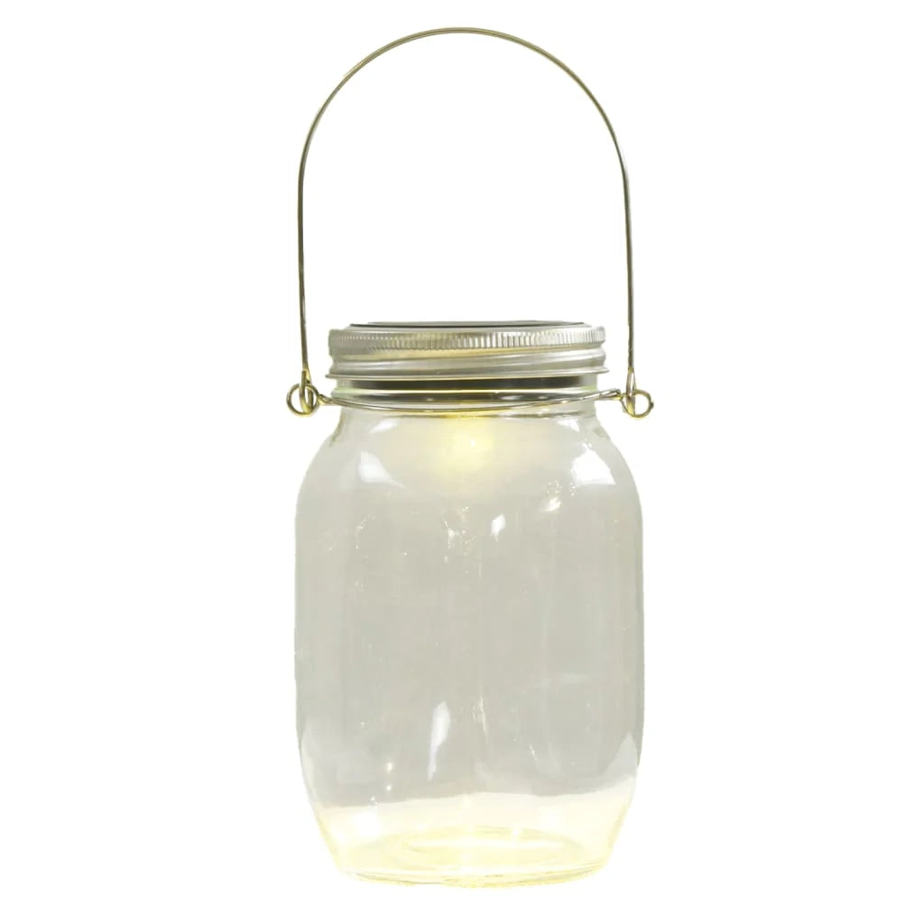 Set di 12 luci solari in vetro per esterni 10 x 10 x 26 cm accensione automatica atmosfera accogliente vetro argentato 02_0056675