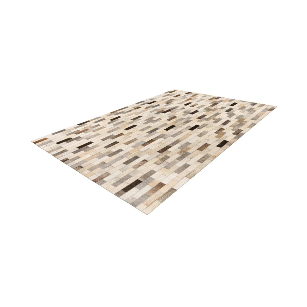 Tappeto Ravi 100 in Vera Pelle Patchwork Grigio