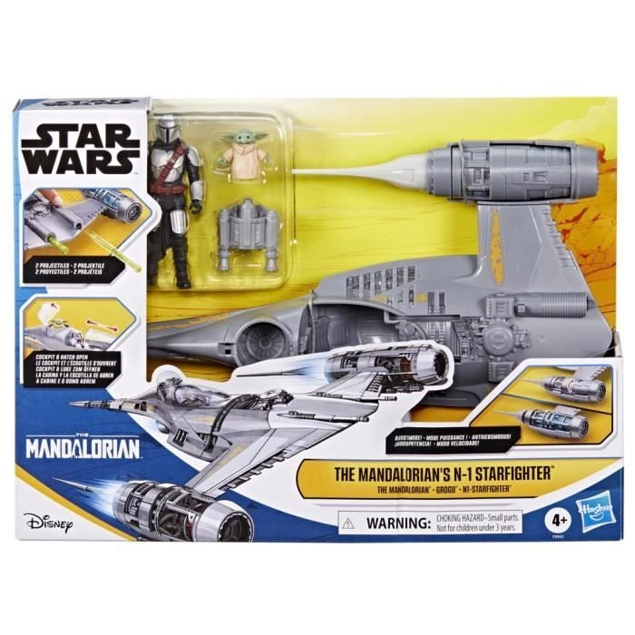La nave Starfighter N-1 del Mandalorian, figurine Grogu e Mandalorian da 10 cm, giocattolo per bambini dai 4 anni, Star Wars Epic Her