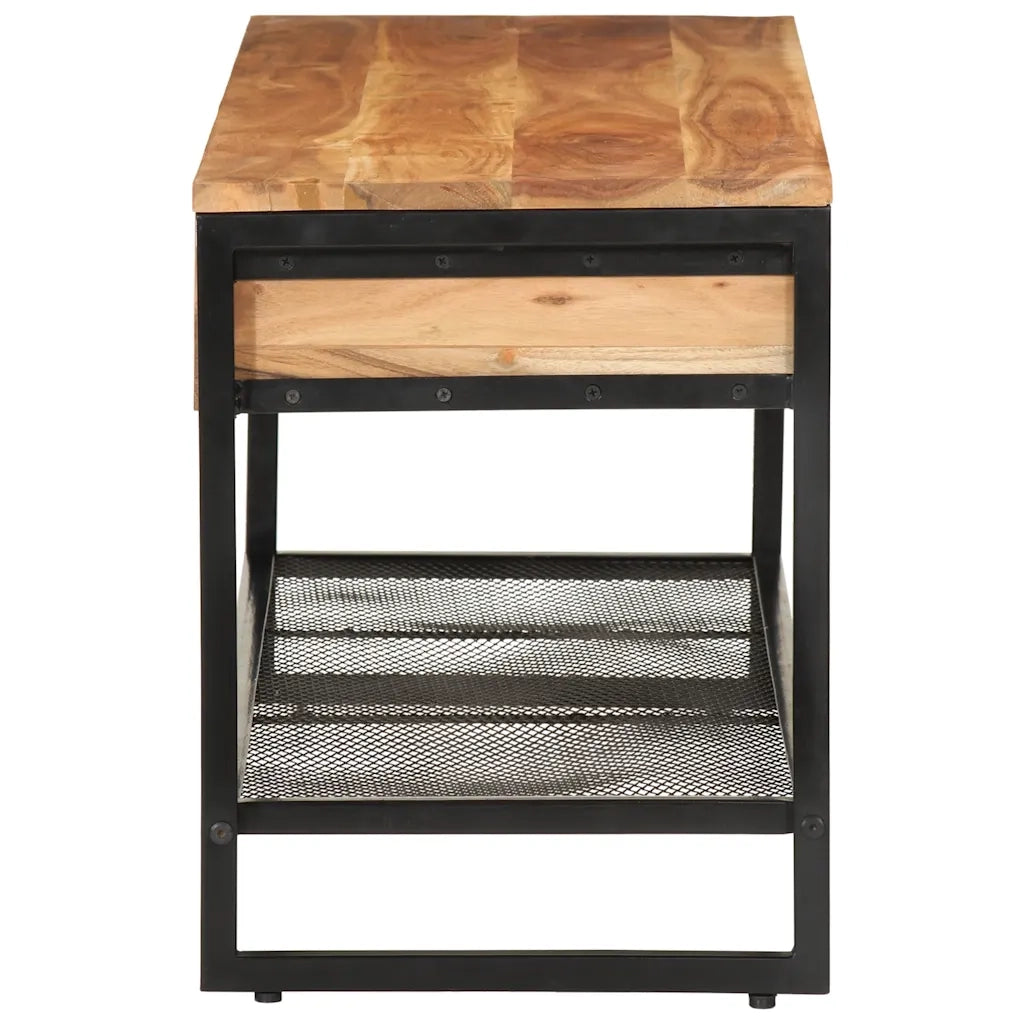 Panca da Giardino 110x35x45 cm Legno Massello di Acacia e Ferro 372744