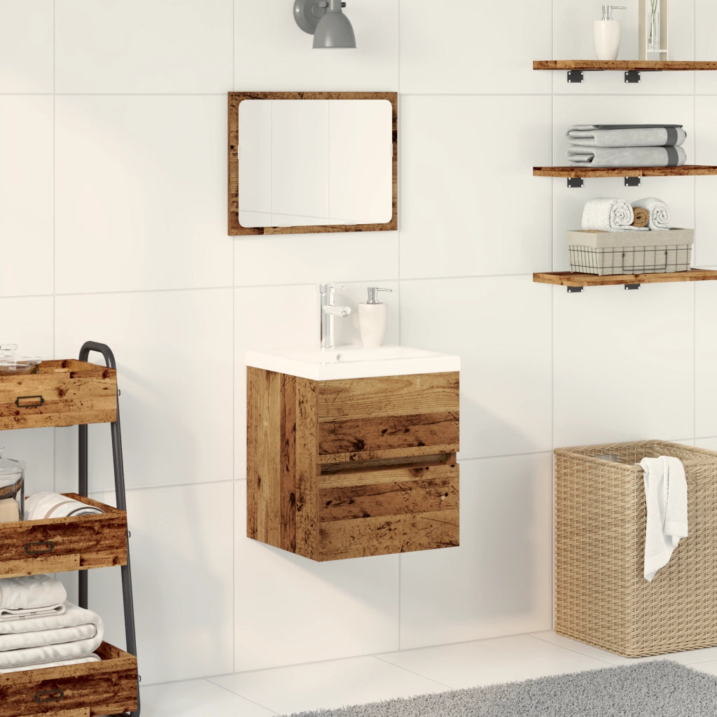 Mobile per Lavandino  con Lavabo Integrato in Legno Ingegnerizzato Nero