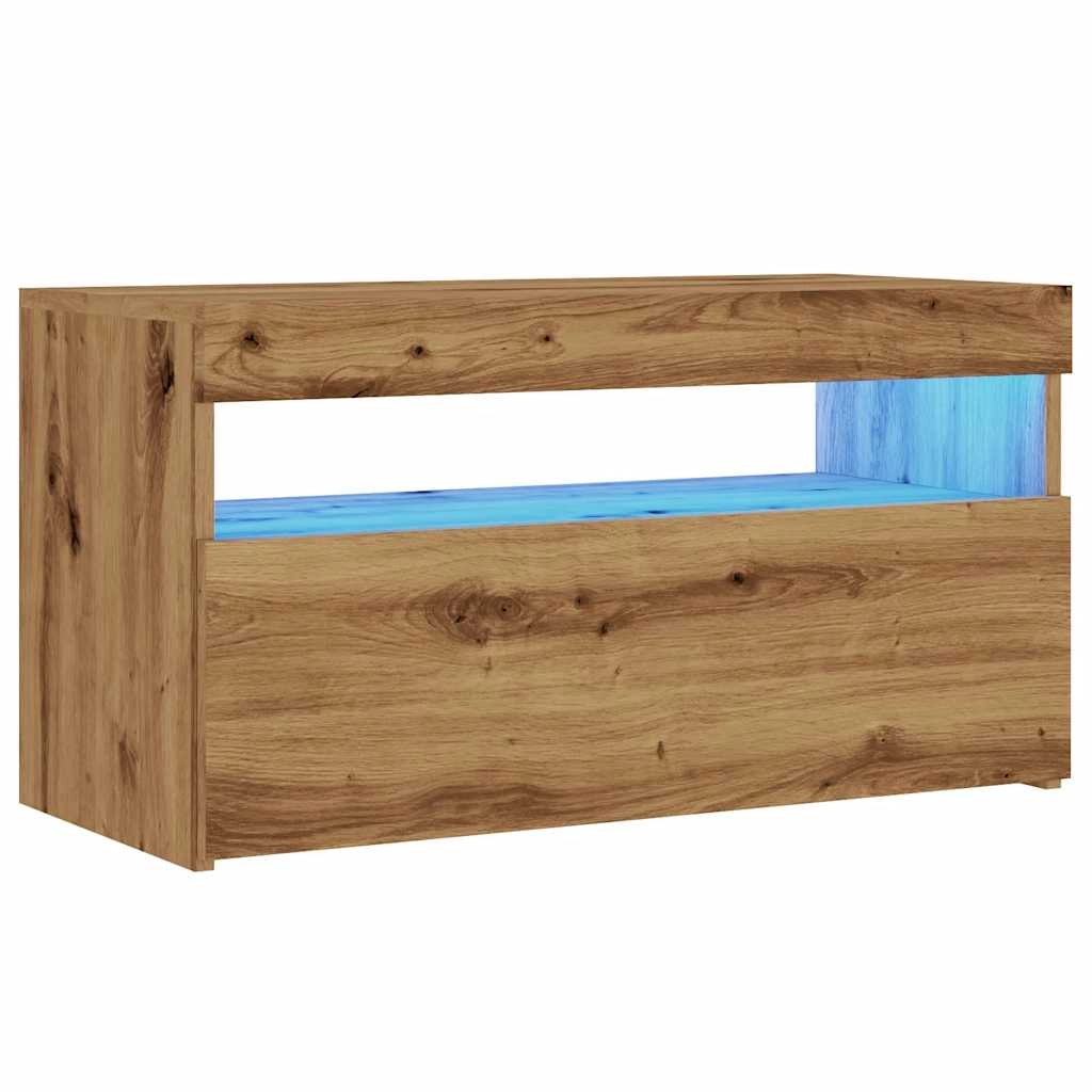 Mobile TV multimediale scaffale TV credenza mobile TV sala da pranzo soggiorno camera da letto con luci LED rovere lavorato a mano legno marrone ingegnerizzato 02_0026708