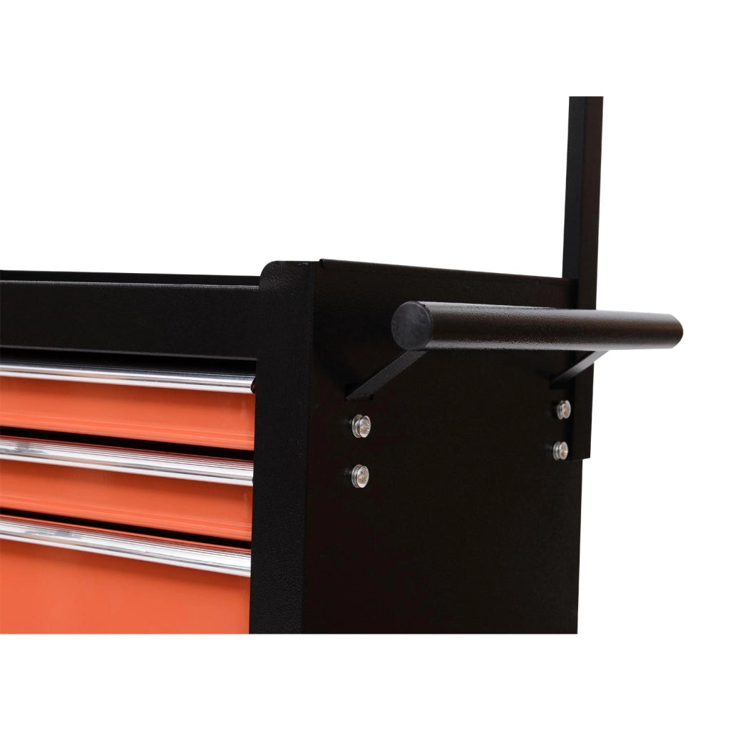 Carrello Porta Utensili Attrezzi con Cassettiera Nero e Arancione 61.5x33x76 cm