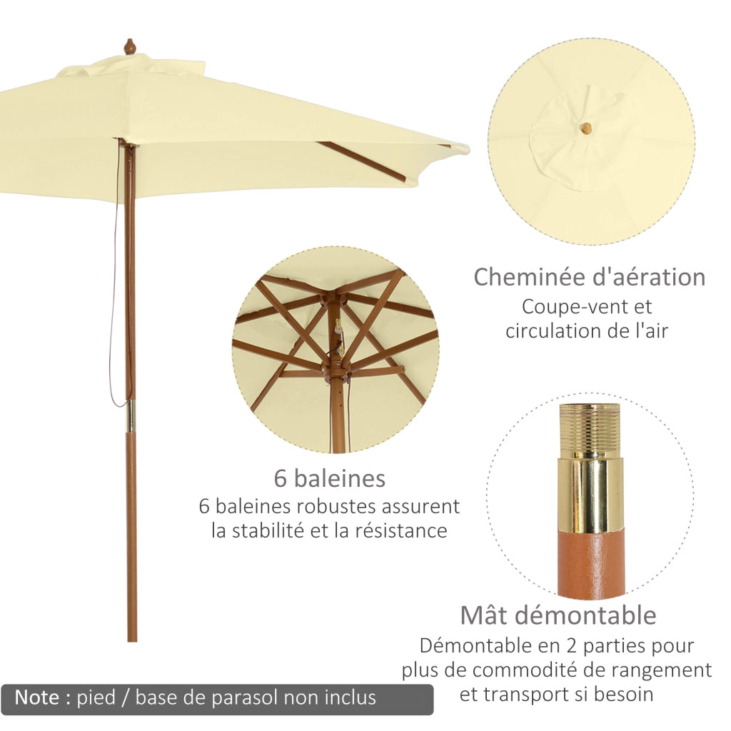 Ombrellone da Giardino Doppio Tetto Esagonale ¨C zephmum ¨C Bamb¨´ Crema ? 2,5 x 2,3H m