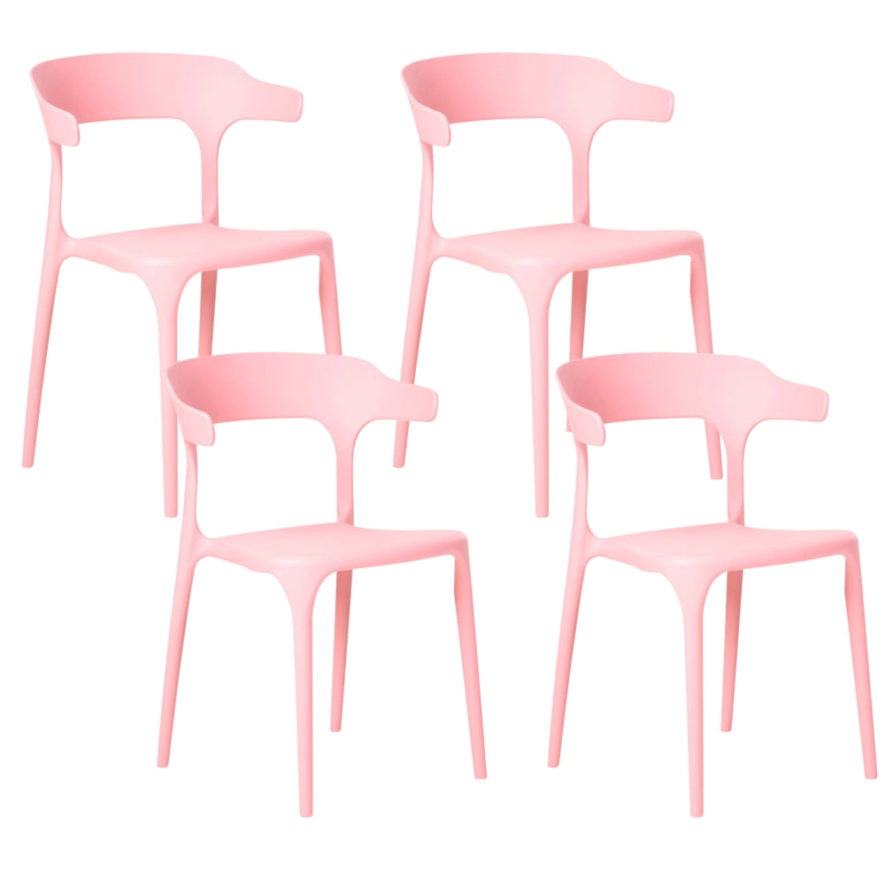 Set di 4 sedie da giardino rosa in polipropilene leggero resistente alle intemperie in plastica per interni e per esterni moderno