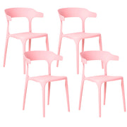 Set di 4 sedie da giardino rosa in polipropilene leggero resistente alle intemperie in plastica per interni e per esterni moderno