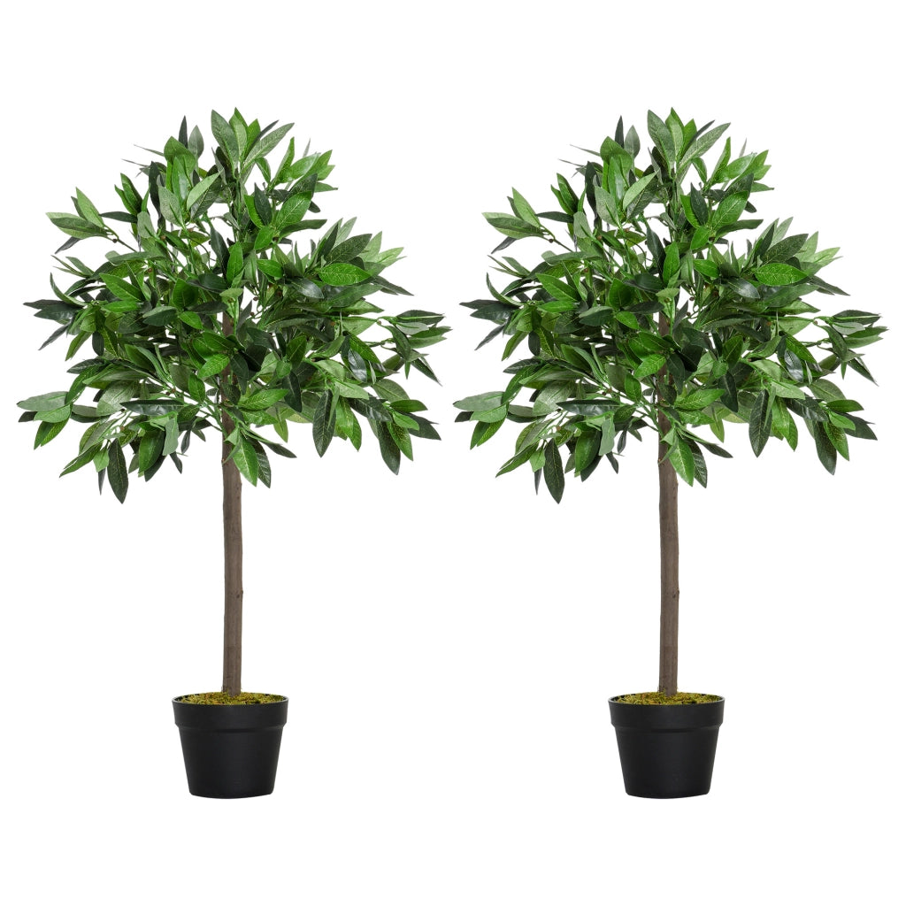 Lauriers Artificiali ¨C zephmum ¨C Verde 90cm 2 Pezzi con Vaso
