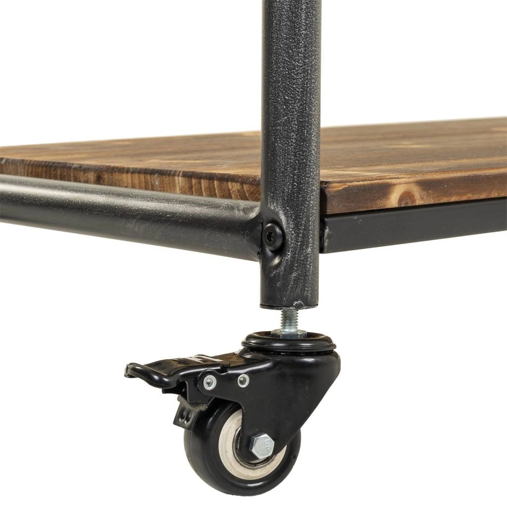 Scaffale in legno marrone e metallo con ruote 98x34x94,5h