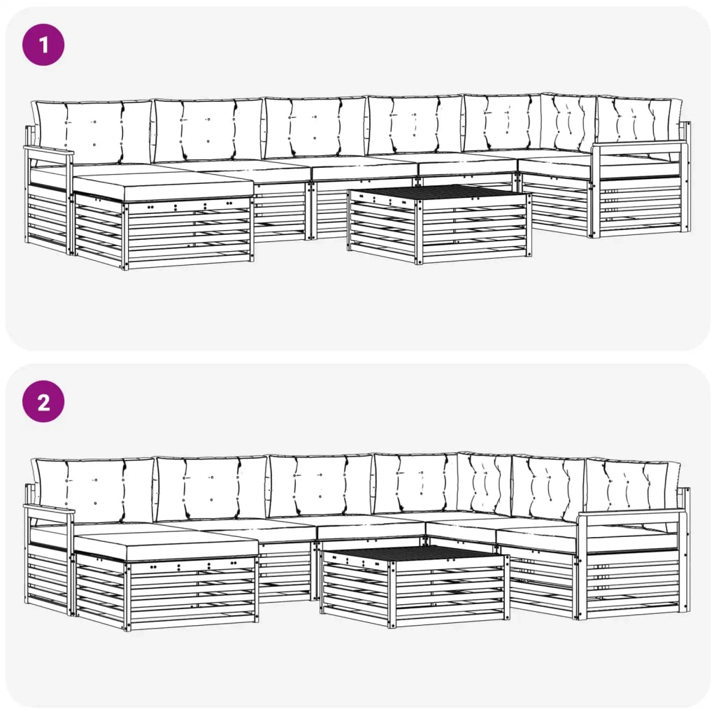 Set di divani da esterno con cuscino 8 pcs Bianco e Beige