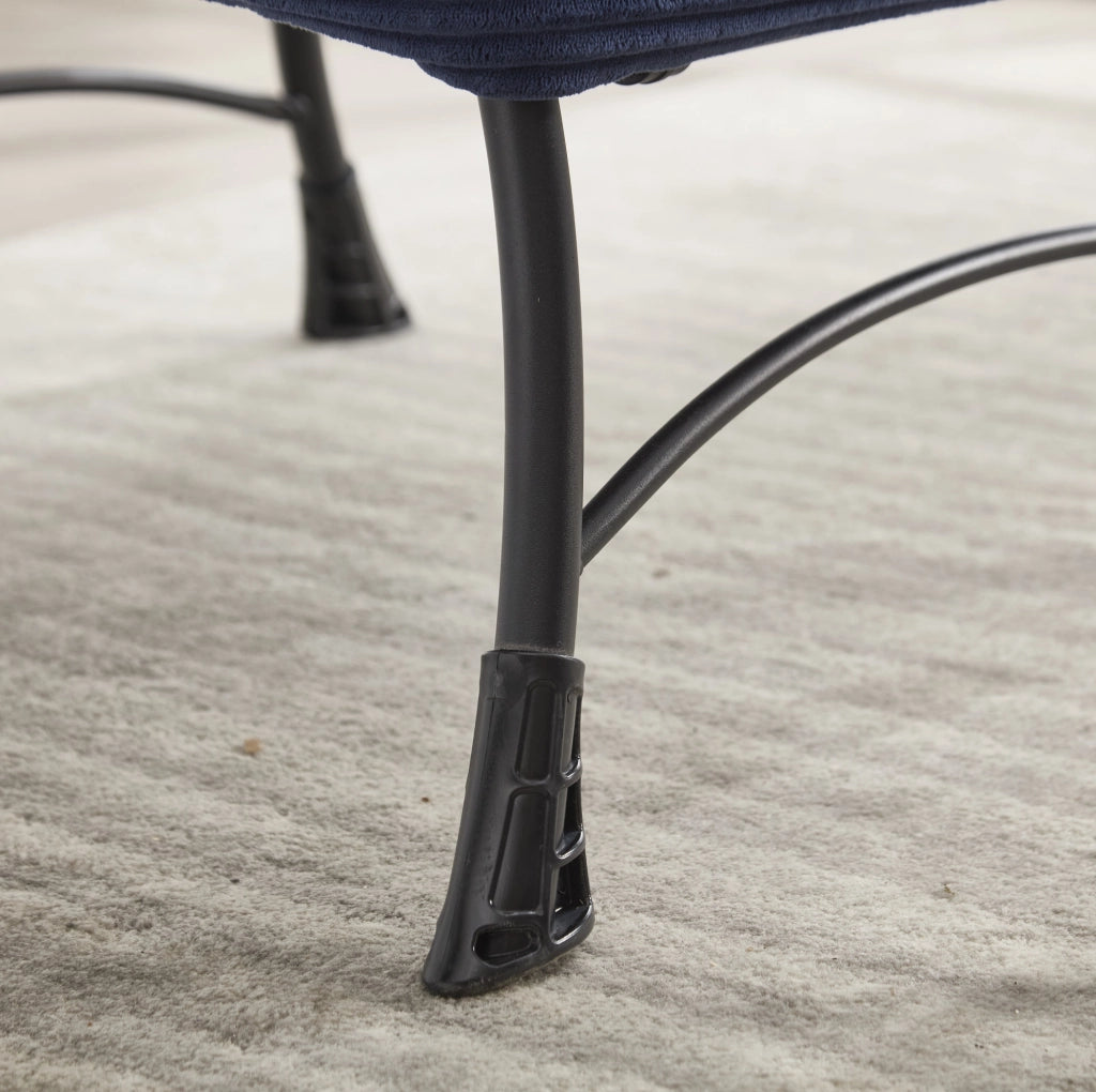 Poltrona relax con poggiapiedi e tasca laterale in acciaio blu navy