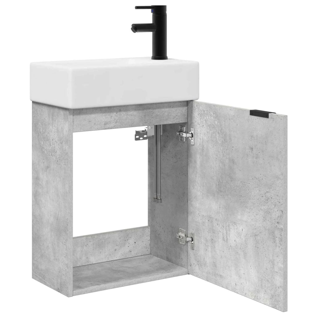 Mobile bagno con rubinetto Grigio Cemento 45,5 x 22,5 x 84 cm 889436