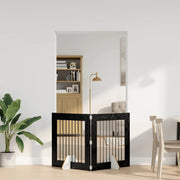 Cancello per cani pieghevole con supporti 2 pz Rovere Nero 892073