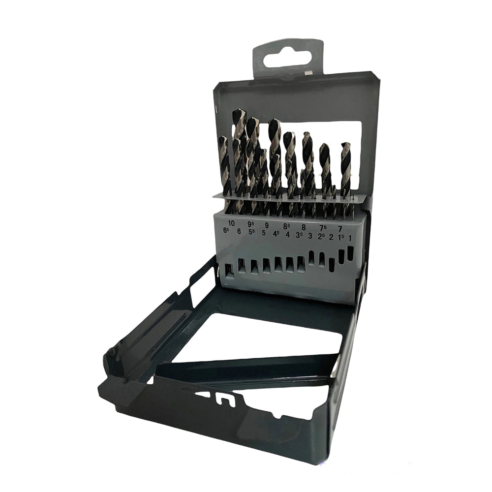 SET PUNTE 19pz TRAPANO HSS ELICOIDALI FRESATE BOX METALLO 1-10mm DIN338 INECO