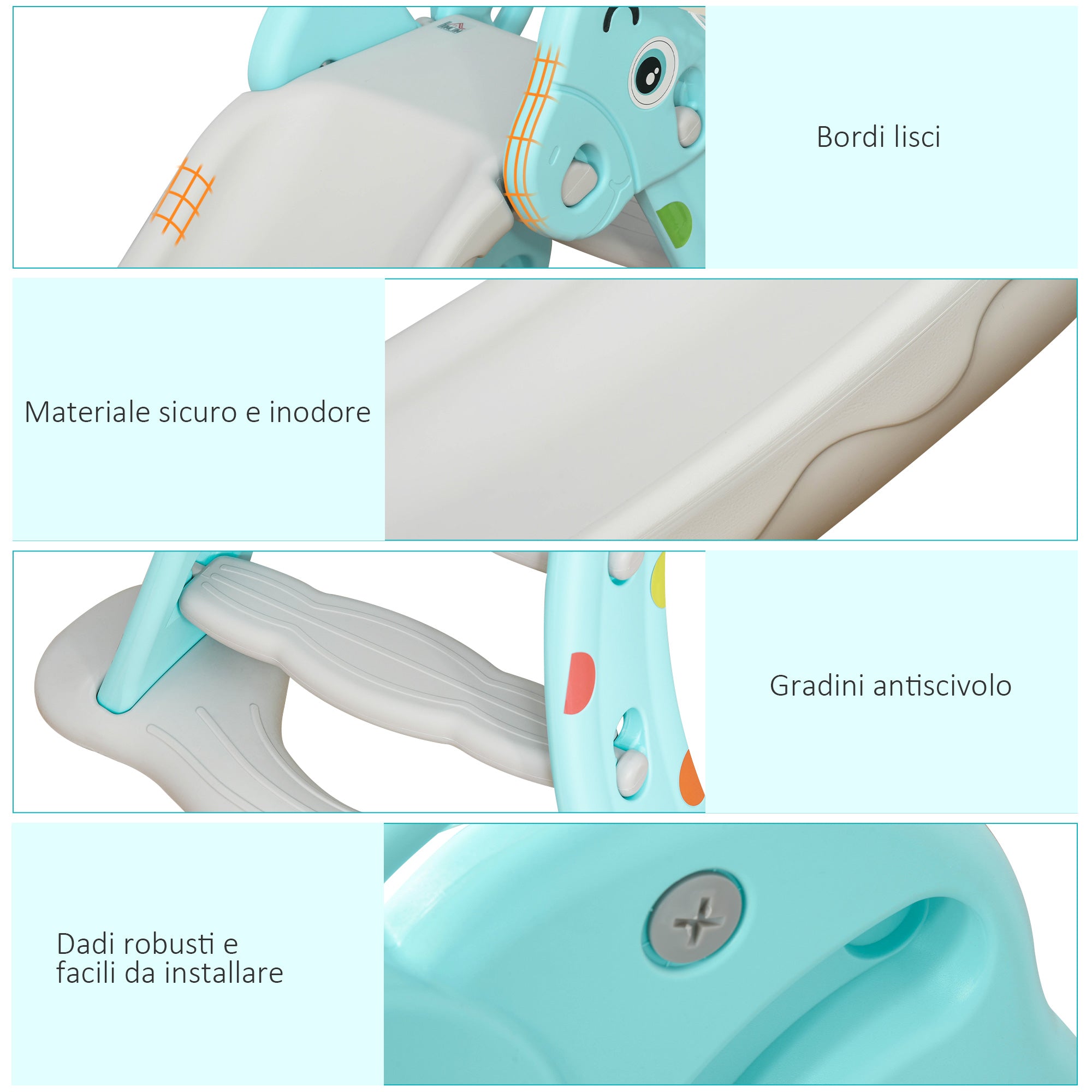 Easycomfort Scivolo per Bambini con Canestro Basket per Interno ed Esterno in PP e HDPE, Età 2-4 Anni, 147x82x85.5cm, Grigio e Blu