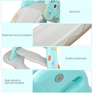 Easycomfort Scivolo per Bambini con Canestro Basket per Interno ed Esterno in PP e HDPE, Età 2-4 Anni, 147x82x85.5cm, Grigio e Blu