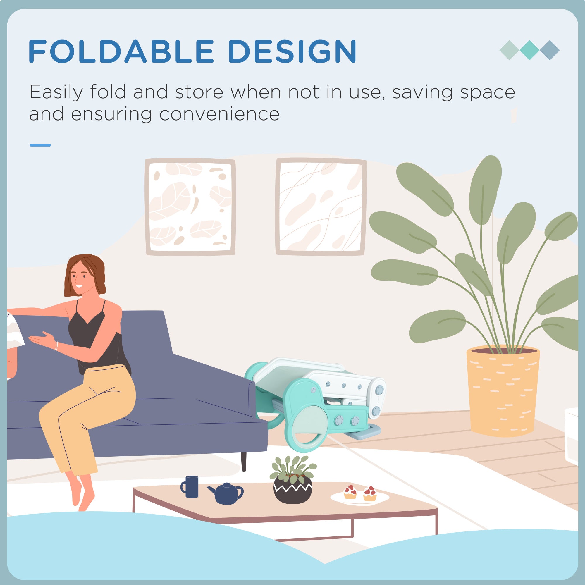 Easycomfort Scivolo per Bambini Pieghevole in Plastica Età 18 Mesi-3 Anni, 102x53x53cm, Verde