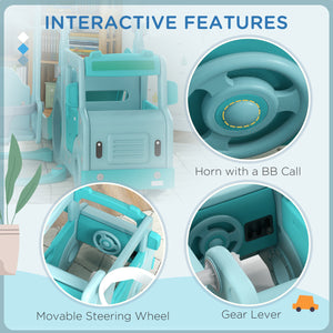 Easycomfort Set Scivolo per Bambini 18-48 Mesi con Altalena, Macchinina e Canestro, 201x151x87.5cm, Azzurro