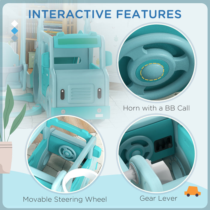 Easycomfort Set Scivolo per Bambini 18-48 Mesi con Altalena, Macchinina e Canestro, 201x151x87.5cm, Azzurro