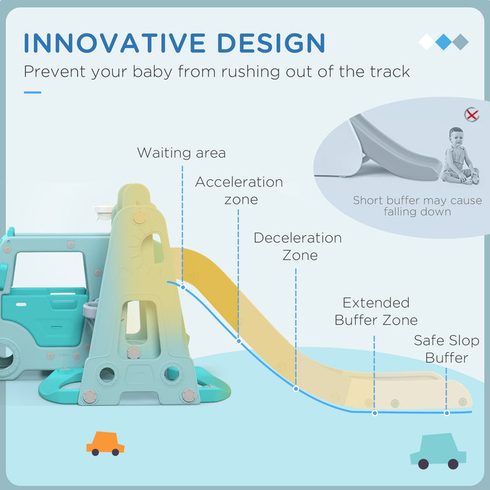 Easycomfort Set Scivolo per Bambini 18-48 Mesi con Altalena, Macchinina e Canestro, 201x151x87.5cm, Azzurro
