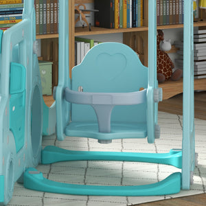 Easycomfort Set Scivolo per Bambini 18-48 Mesi con Altalena, Macchinina e Canestro, 201x151x87.5cm, Azzurro