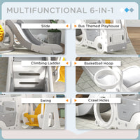 Easycomfort Set Scivolo per Bambini 18-48 Mesi con Altalena, Macchinina e Canestro, 201x151x87.5cm, Bianco