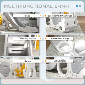 Easycomfort Set Scivolo per Bambini 18-48 Mesi con Altalena, Macchinina e Canestro, 201x151x87.5cm, Bianco