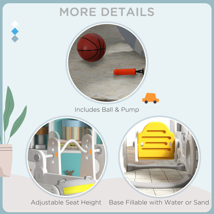 Easycomfort Set Scivolo per Bambini 18-48 Mesi con Altalena, Macchinina e Canestro, 201x151x87.5cm, Bianco