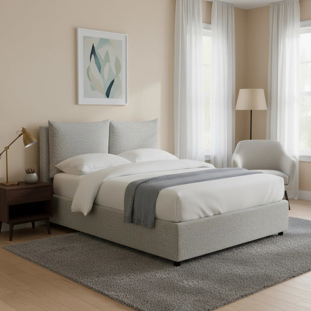 Formby, Letto Matrimoniale Sfoderabile Made in Italy, Grigio Chiaro