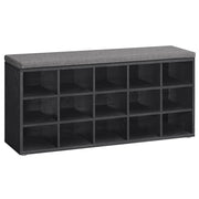 Panca portascarpe mobile da ingresso 30 x 105 x 48 cm con seduta scarpiera con cuscino e 9 ripiani regolabili per corridoio/soggiorno nero 12_0004103