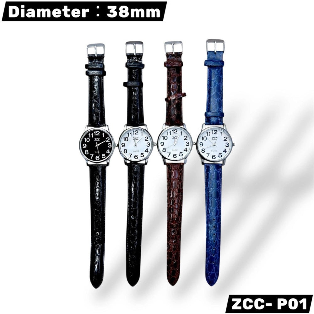 Trade Shop - Orologio Da Polso Elegante 38 Mm Cinturino Pelle Vari Colori Moderno -