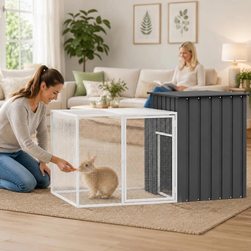 Rabbit Cage, Anthracite, 200x91x100 Cm, Galvanized Steel
