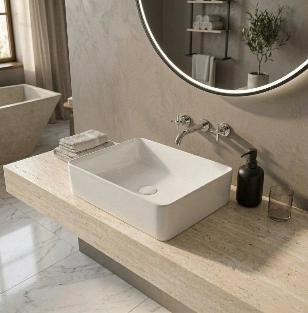 Lavabo appoggio 61x35 cm LA51 Bianco